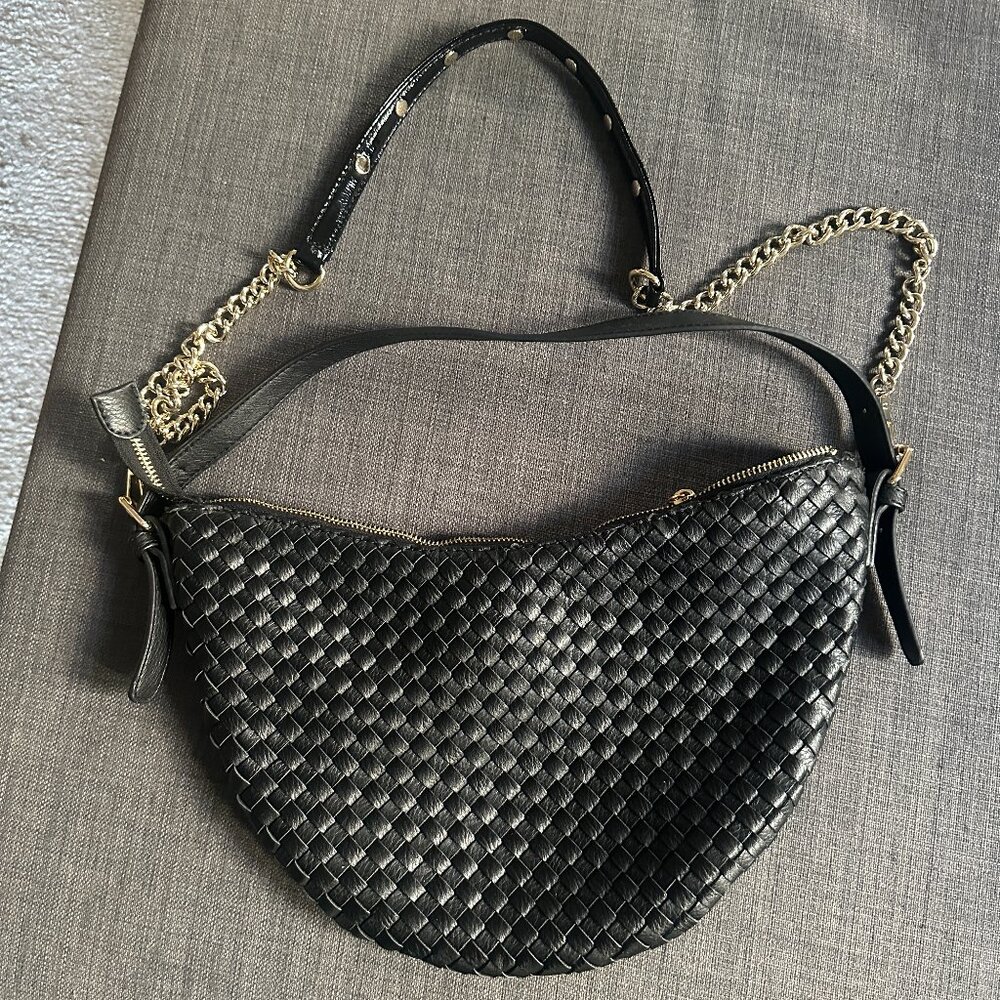 Mali + Lili Becca Woven Shoulder Bag – Black (with Extra Strap!)